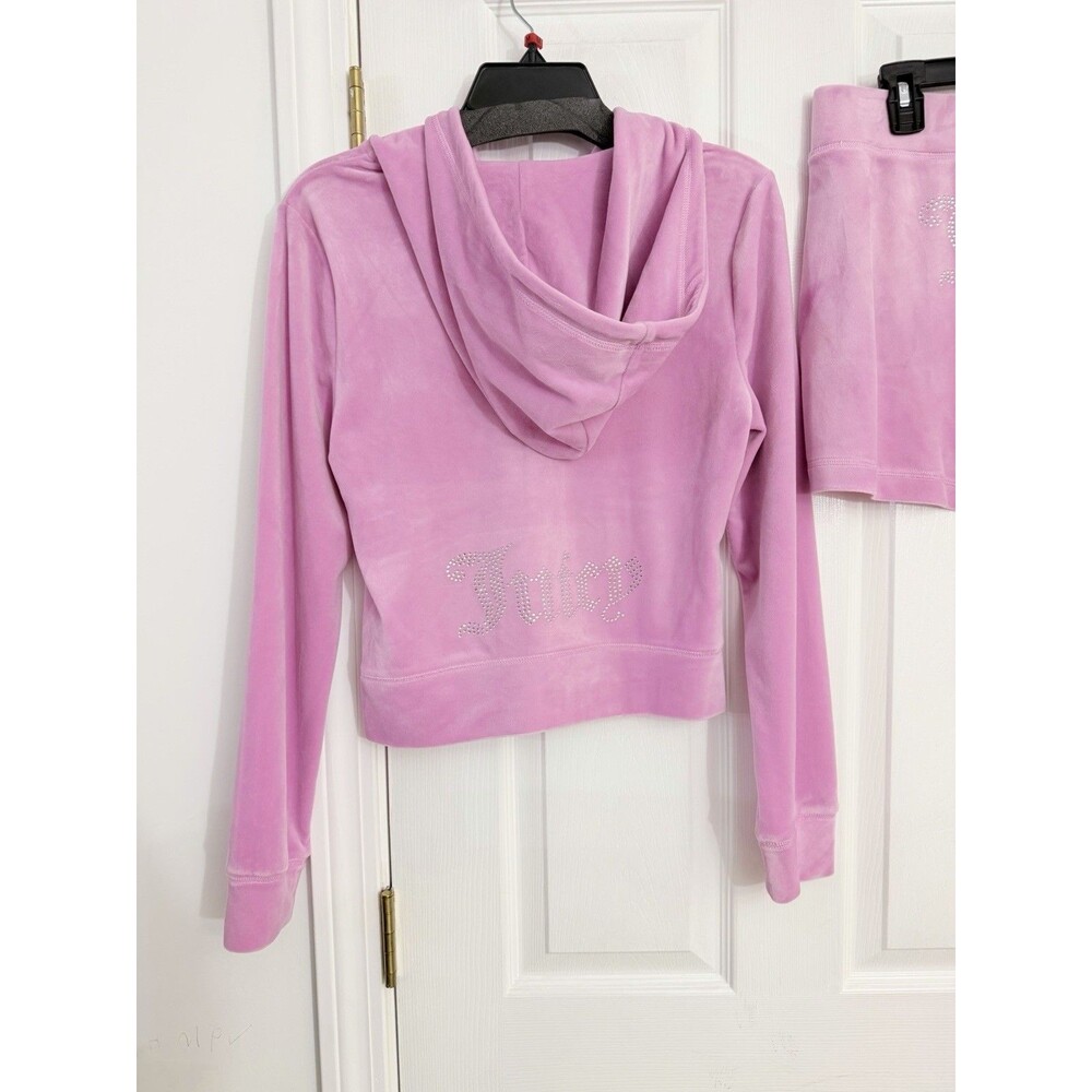 Juicy Couture Dewberry Velour Bling tracksuit Hoodie and Shorts Set Size M NWT - Picture 4 of 10
